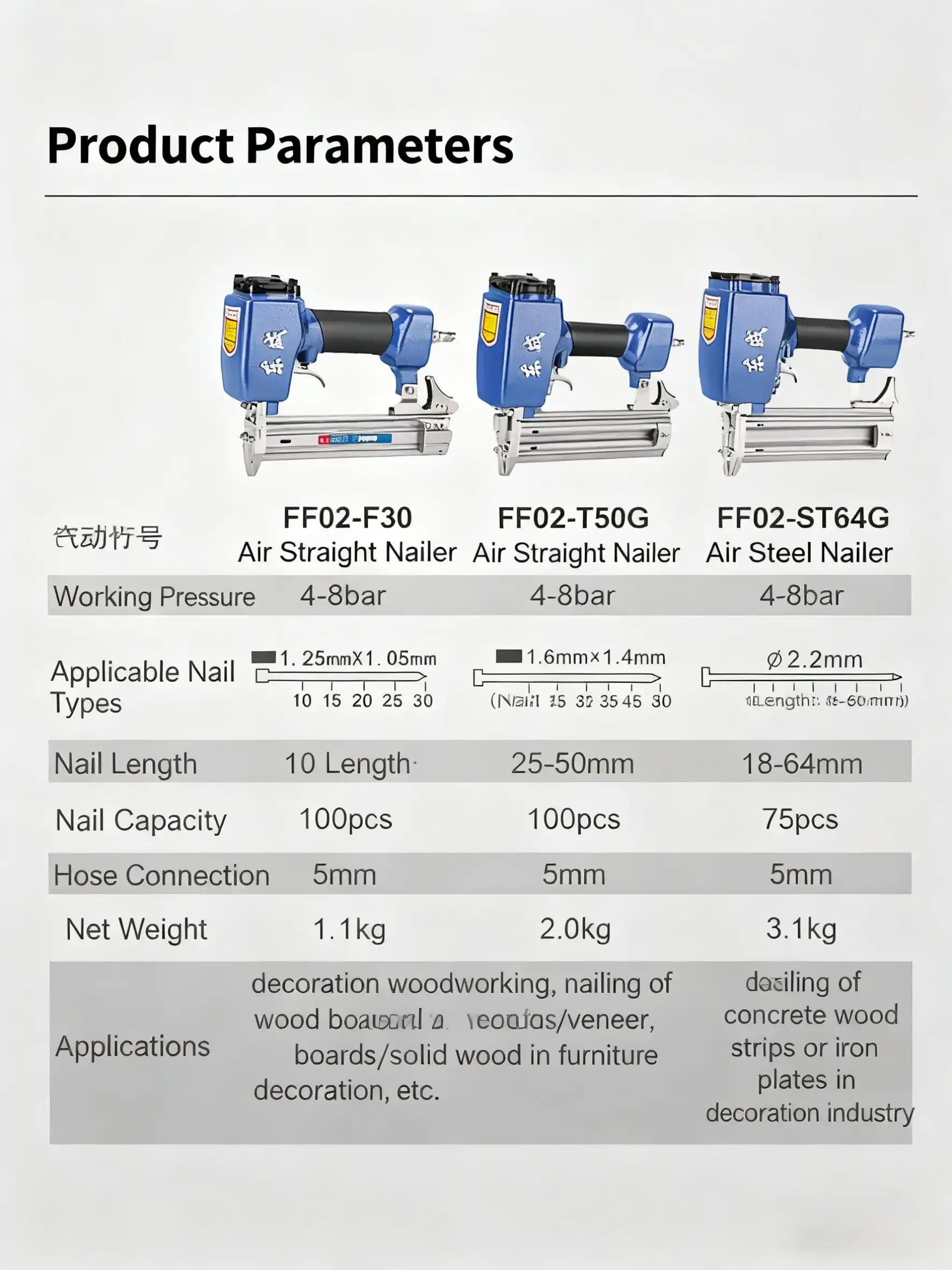 Pneumatic Straight Nail Gun